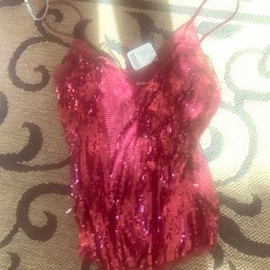 Free people red sequin tank NWT SZ S